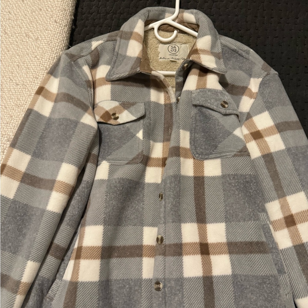 Sage collective shirt jacket